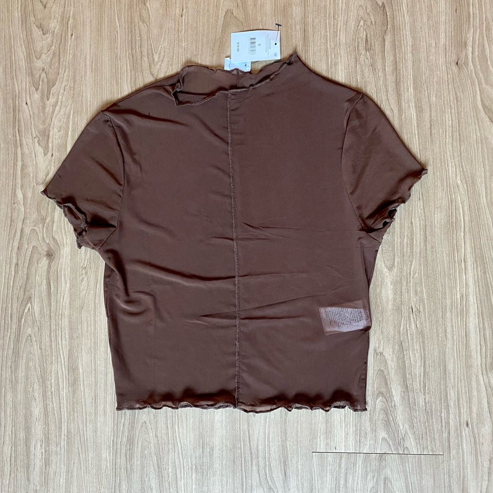 Mesh mock neck crop top
